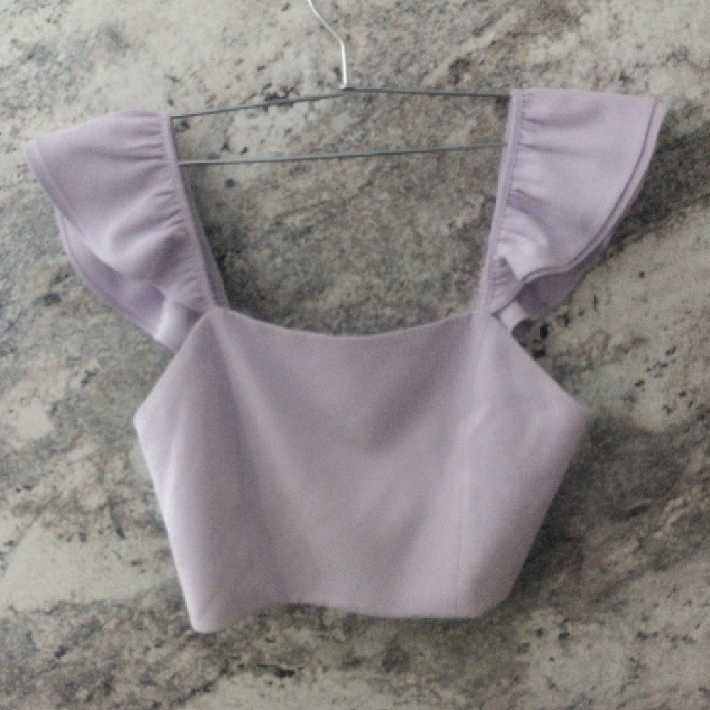 Alice + Olivia Lilac Ruffle Sleeve Tank Top